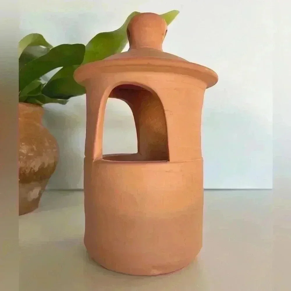 WILLIAMSBURG POTTERY Terracotta Lantern Hanging or Standing 7 1/4" Tall - Picture 3 of 13